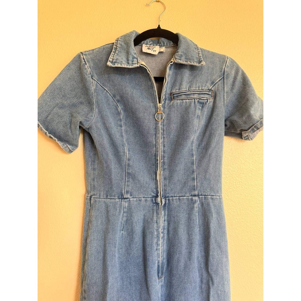 Princess Polly Light Denim Jumpsuit Boilersuit 4 Zip Front Y2K Streetwear Y2k - Picture 2 of 4